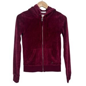 Hollister Maroon Velour Full Zip Hoodie Sz XS
